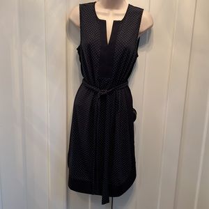 Ann Taylor navy Swiss dot shift dress